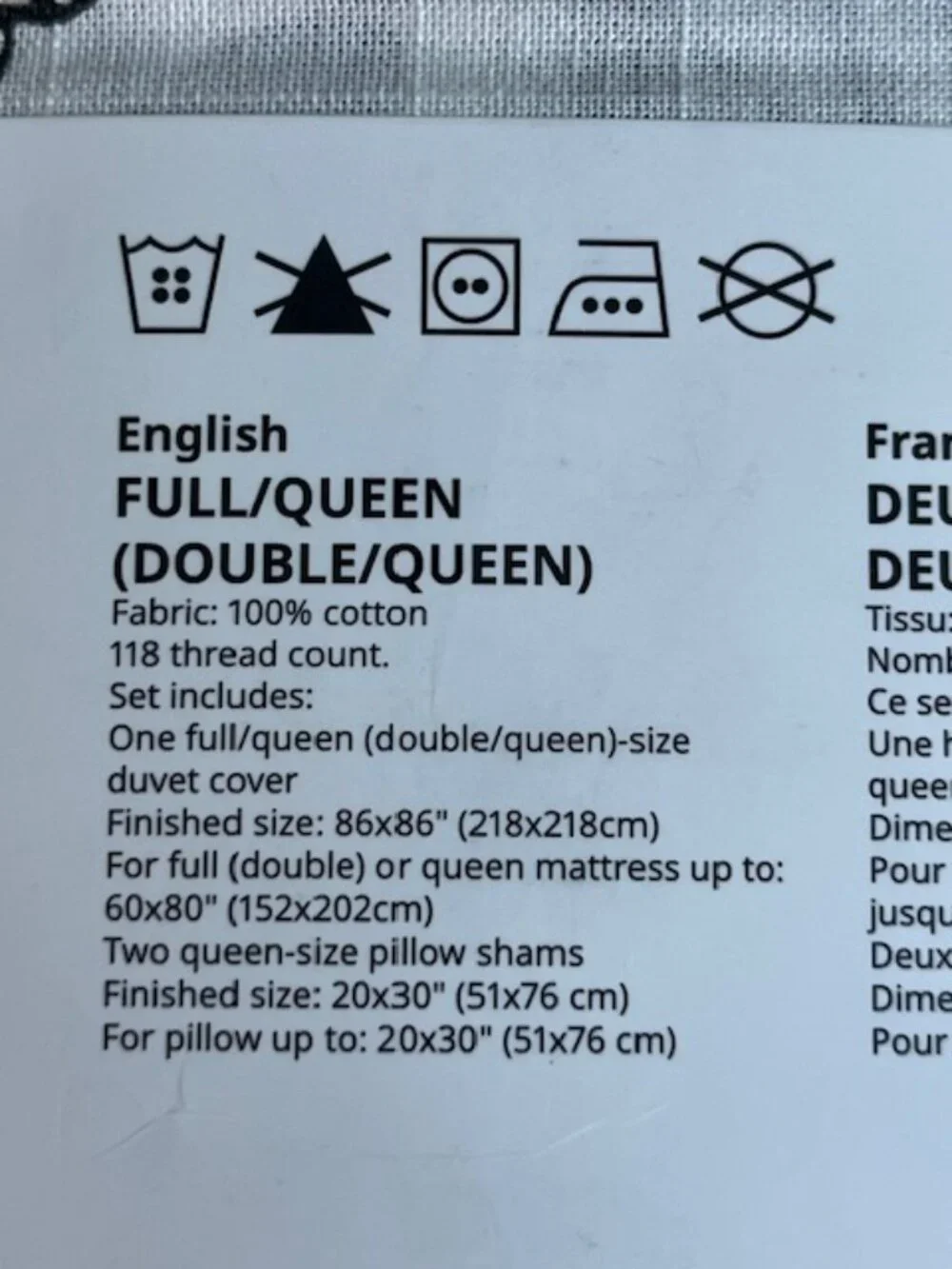 NEW ~IKEA ~ FULL/QUEEEN ~ 100% Cotton ~ JUNGFRUNAVA Duvet Cover + 2 Pillowcases